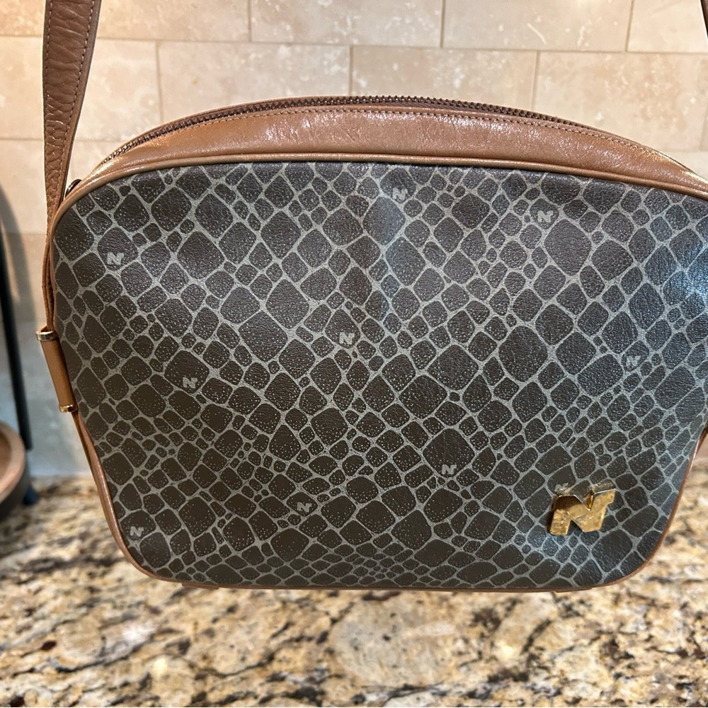Nina Ricci Shoulder Bag Giraffe Pattern Brown